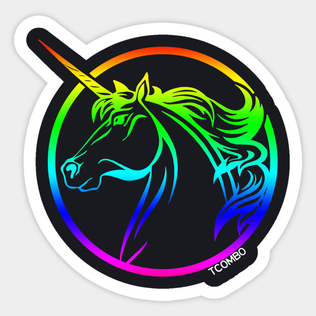 Rainbow Unicorn Offensive T Shirts Sticker by huepham613